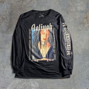 Aaliyah Princess of R&B Black Graphic Long Sleeve T-Shirt Men's Large